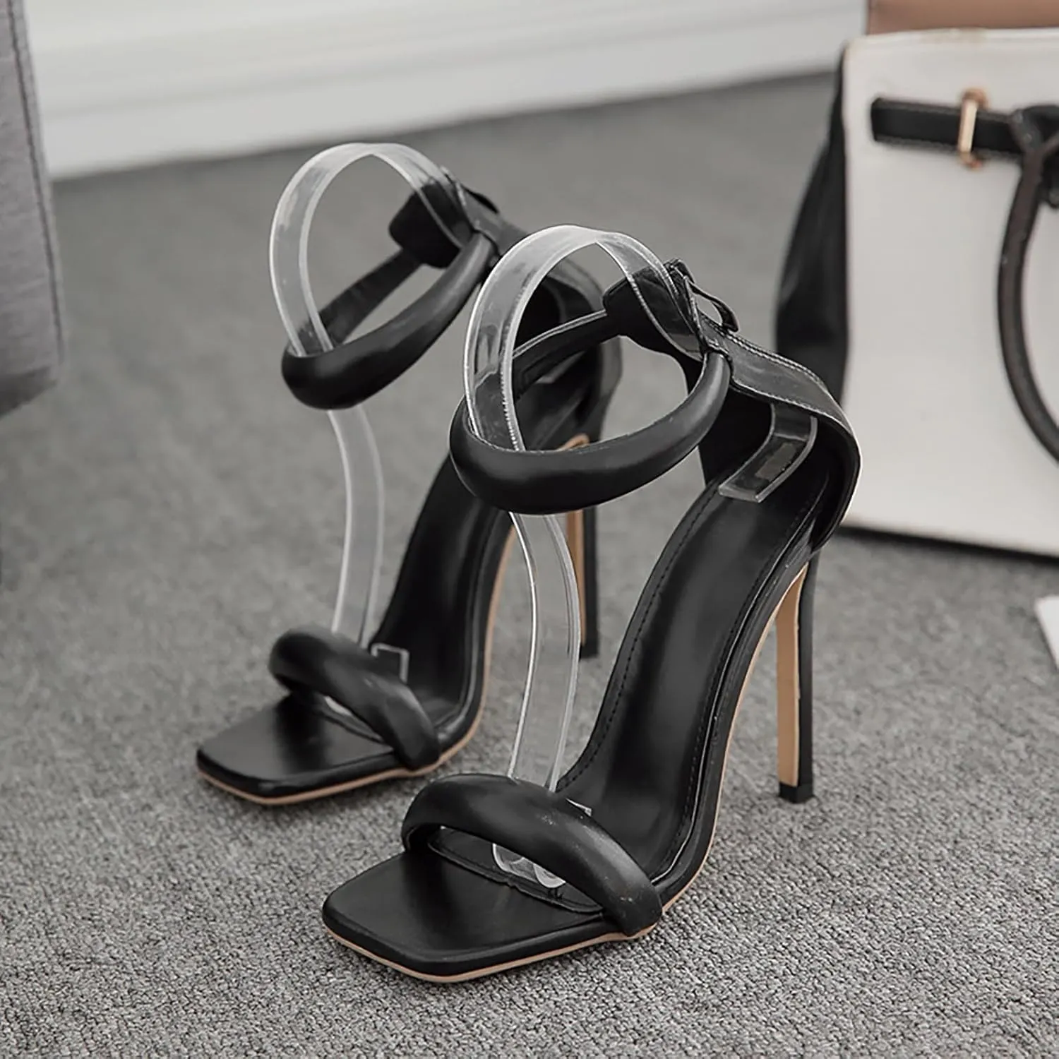 YIBLBOX Womens Sandals Square Open Toe Strappy High Heels Ankle Strap Stilettos Heels Sexy Party Wedding Evening Summer Pump Shoes