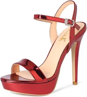 YooPrettyz Women Stiletto Heels Strappy Party Dress Pump Ankle Strap Sandal Heels
