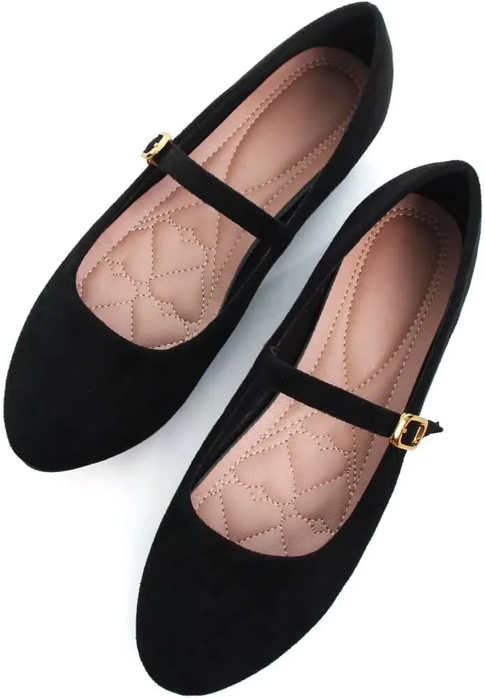 ZTWUTANG Women's Cute Round-Toe Flat Ballet Shoes Comfortable Dress Shoes for Walking